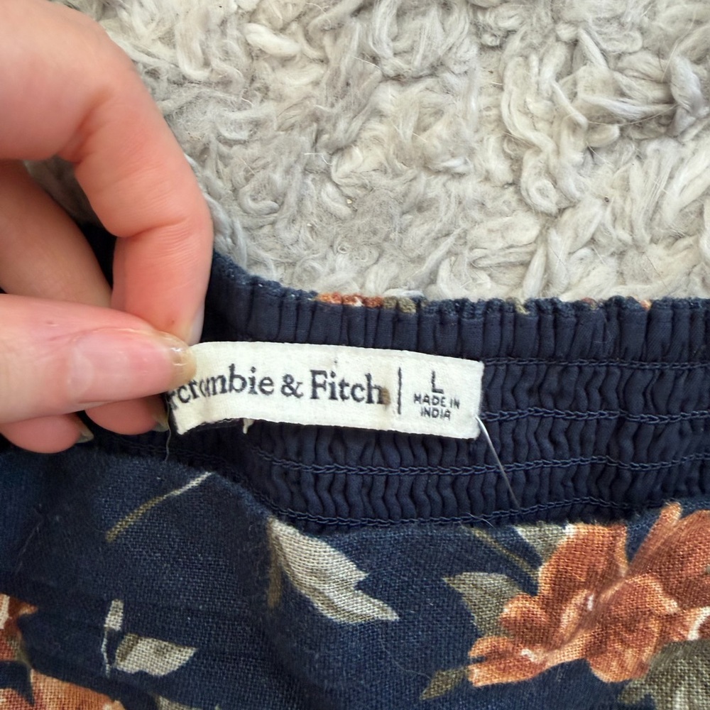 Abercrombie & Fitch Navy Dress with Brown Floral Print - Picture 3 of 3
